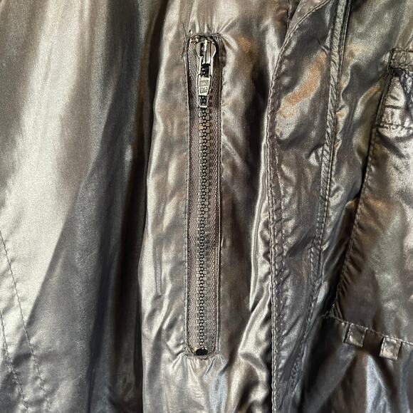 Rare Vintage Upstream Black Shiny Bomber Jacket Rare Small - Picture 7 of 8
